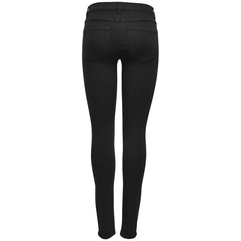 Only Jean skinny stretch noir taille haute pour femme, avec surpiqûres discrètes, en tissu mélangé viscose.