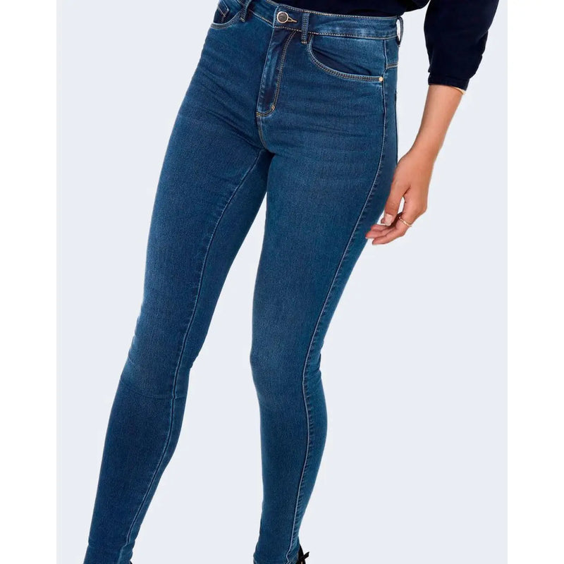 Jean en denim de coton bleu foncé taille haute et coupe slim pour femme only adapté aux vêtements d'automne et d'hiver