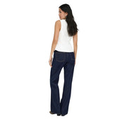 Pantalon évasé en denim de coton bleu foncé pour femme, confectionné dans un mélange de tissus biologiques par Only adapté aux vêtements décontractés