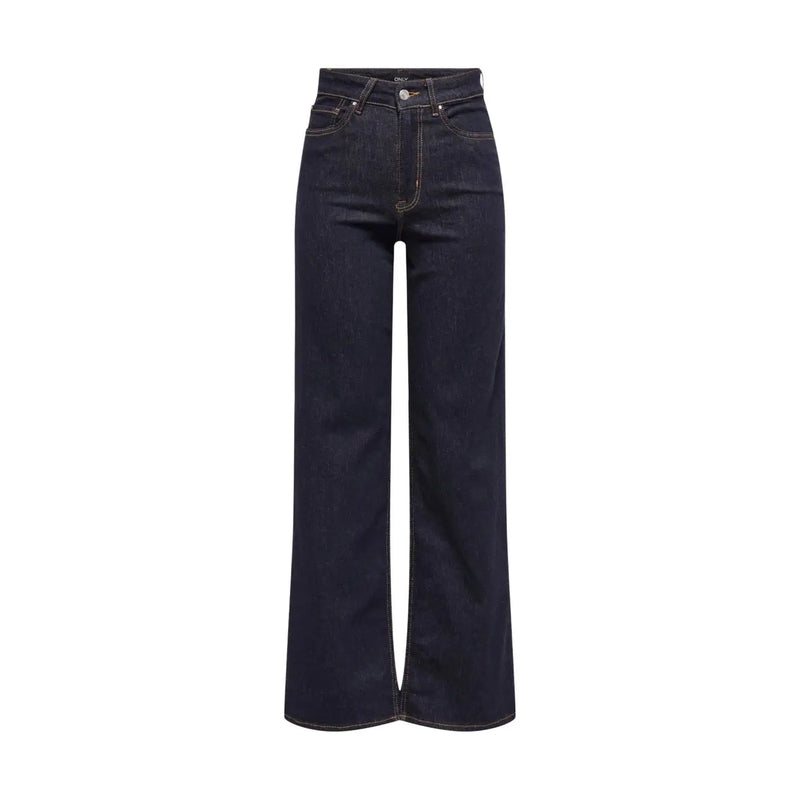 Jean en denim indigo foncé taille haute à jambes larges avec coutures apparentes, confectionné dans un mélange de coton biologique par Only Femmes