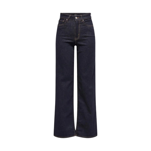 Jean en denim indigo foncé taille haute à jambes larges avec coutures apparentes, confectionné dans un mélange de coton biologique par Only Femmes