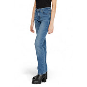 Only Jean en denim de coton stretch bleu pour femme, coupe droite et design classique à cinq poches