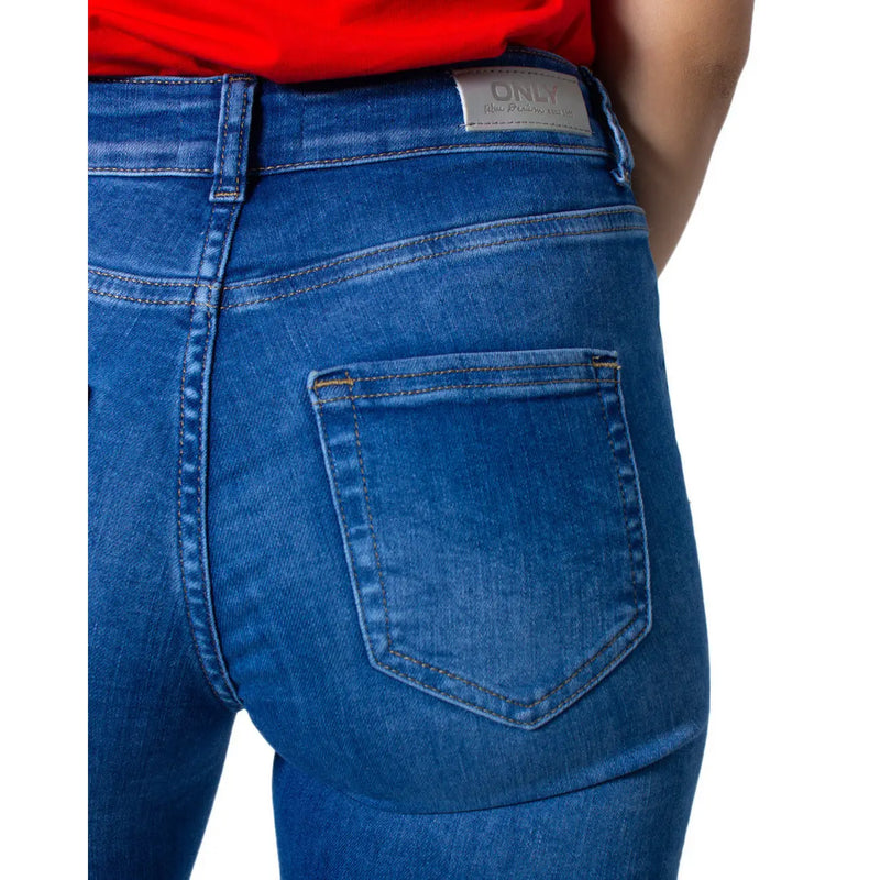 verso de only Jean en denim bleu pour femme, style printemps, avec poche arrière classique, confectionné en mélange de coton.