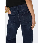 verso de only Jean femme en coton biologique bleu indigo foncé, taille haute et poches classiques
