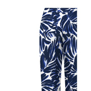 Pantalon palazzo blanc en viscose pour femme orné d'un motif audacieux de feuilles tropicales bleu marine par Only