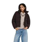 Black puffer jacket with quilted design and hood made from polyester in a product titled only women brown corduroy puffer blazer