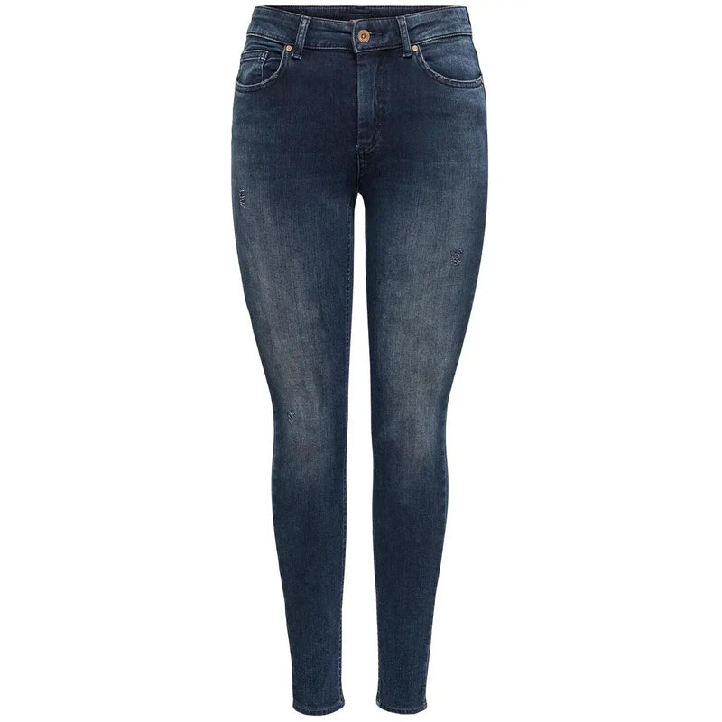 Jean slim en coton bleu foncé avec de subtils détails usés, confectionné en denim stretch, idéal pour l'automne. Only Femmes