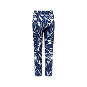 Pantalon en viscose pour femme à motif de feuilles tropicales bleues et blanches avec poches avant par Only Femmes
