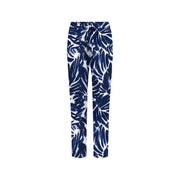Pantalon à cordon en viscose à motif de feuilles tropicales bleues et blanches avec poches avant par only femmes