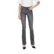 Jean en denim stretch gris foncé pour femme, coupe droite et légèrement évasée. Only
