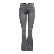 Only Jean en coton stretch gris foncé pour femme, taille haute et jambes évasées