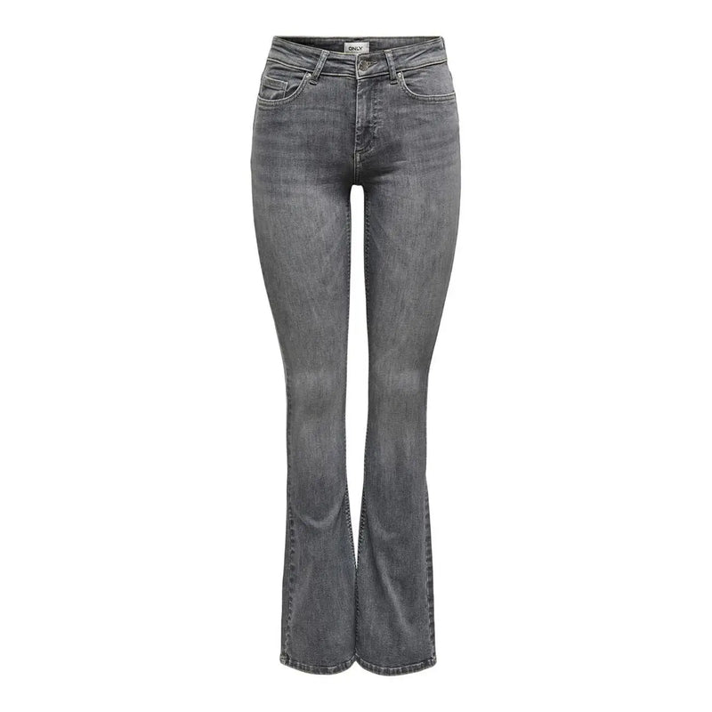 Only Jean en coton stretch gris foncé pour femme, taille haute et jambes évasées