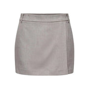 Only Women grey polyester skort shorts with a sleek light gray linen mini skirt look and tailored seams for spring summer