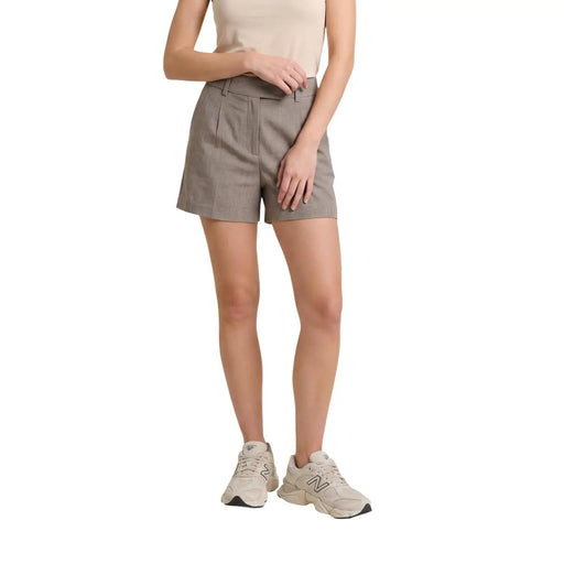 Short beige taille haute à plis, en polyester gris, pour femme. only