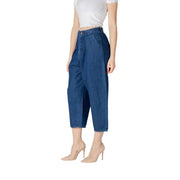 Only Jean court taille haute bleu clair pour femme, coupe décontractée