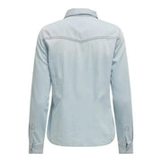 Light blue cotton denim shirt for women with classic collar and buttoned cuffs from Only article 15315185