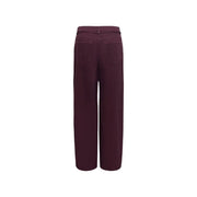 Vue arrière de only Jean en coton violet pour femme, pantalon à ceinture avec jambes larges mauve et poches arrière classiques