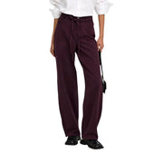 Pantalon large en coton mauve avec taille élastiquée à cordon de serrage de Only Collection de jeans en coton violet pour femmes avec ceinture