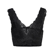 crop top en dentelle noire sans manches à col en V top avec des motifs floraux complexes en polyester par Only Femmes