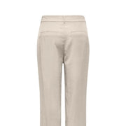 Only Pantalon droit pour femme en viscose beige, coupe ajustée et détails de coutures discrets.