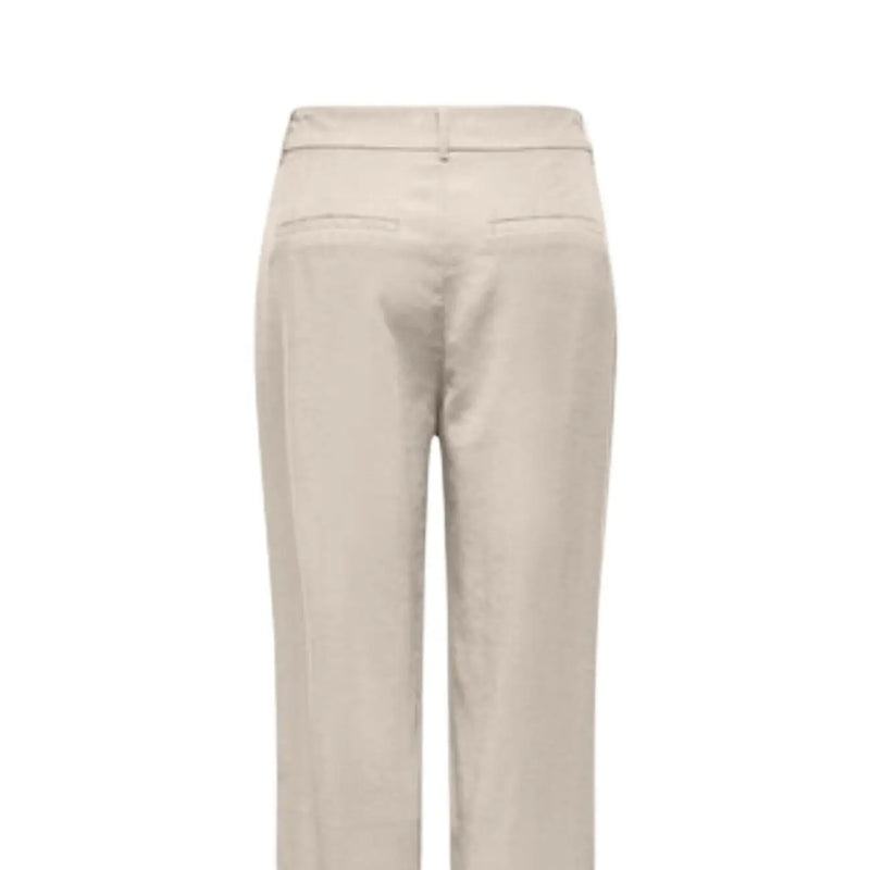 Only Pantalon droit pour femme en viscose beige, coupe ajustée et détails de coutures discrets.