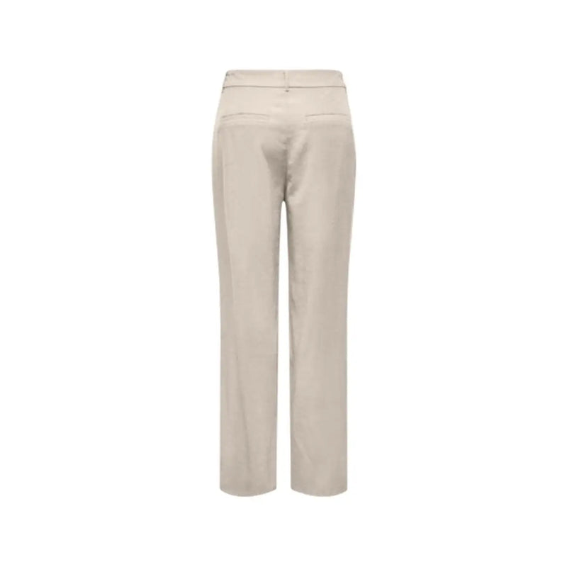 Beige only Pantalon droit pour femme en viscose, coupe classique et poches arrière discrètes (vue de dos)