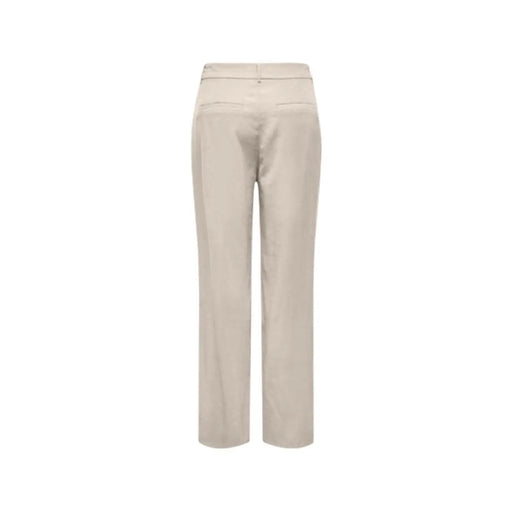 Beige only Pantalon droit pour femme en viscose, coupe classique et poches arrière discrètes (vue de dos)