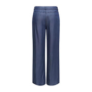 Pantalon droit bleu foncé à jambes larges pour femme, en lyocell lisse, modèle Gianna. Only