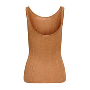 Débardeur côtelé beige en viscose sans manches top avec un décolleté rond de only femmes couleur camel