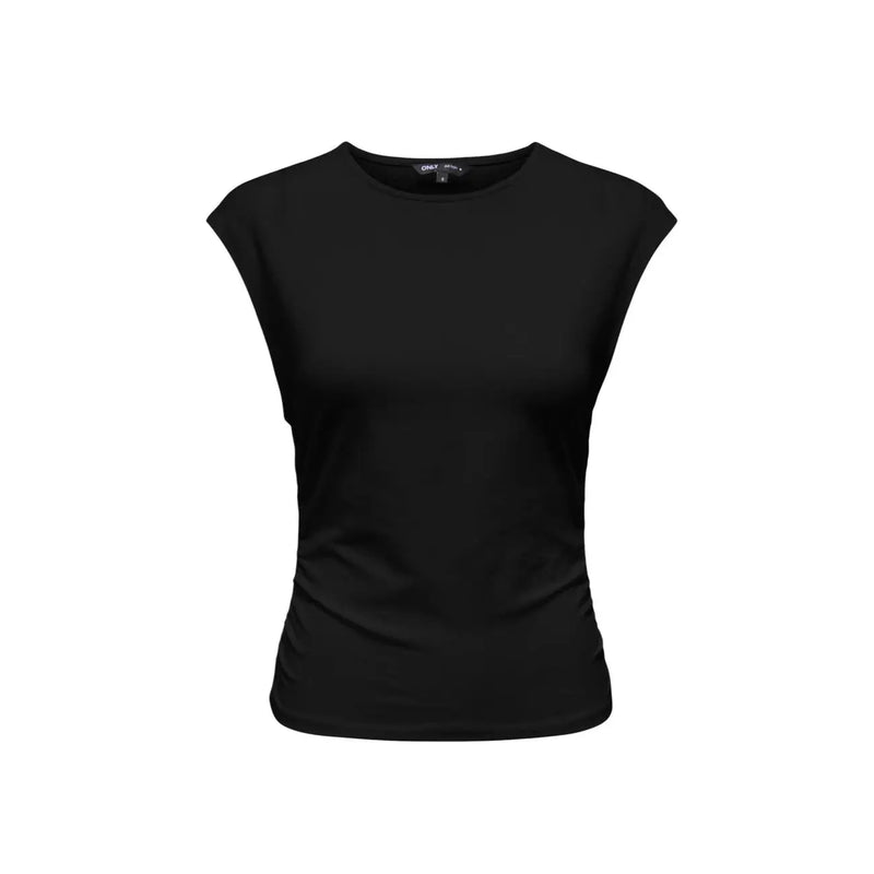 femmes noires sans manches top avec un col rond en coton lycra et une coupe ajustée par Only Mira Capsl