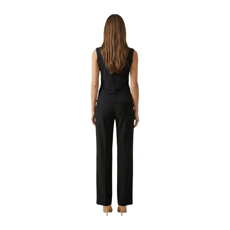 Noir sans manches only femmes top avec un col châle, une coupe ajustée et élégante, des coutures discrètes, en tissu viscose
