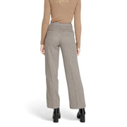 taille haute only Pantalon femme beige à carreaux pied-de-poule, coupe droite et fermeture éclair, taille mm