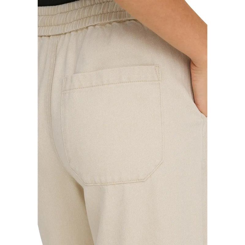 Pantalon de jogging beige en coton lyocell de only Robe pour femme en tissu texturé, coupe décontractée, taille élastiquée et détails en dentelle