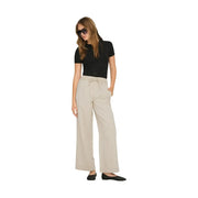 Pantalon large en coton lyocell beige avec taille élastiquée à cordon de serrage de Only collection femme