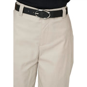 Ceinture en cuir noir avec boucle ovale argentée assortie à only Pantalon beige en coton stretch pour femme, taille 30