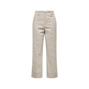 Pantalon beige en coton stretch taille haute à jambes larges, coupe ajustée et ourlets roulés. Only femme taille 30