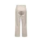 Pantalon beige en coton stretch à jambes larges, coupe ajustée et ourlets roulés, pour femme taille 30. Only