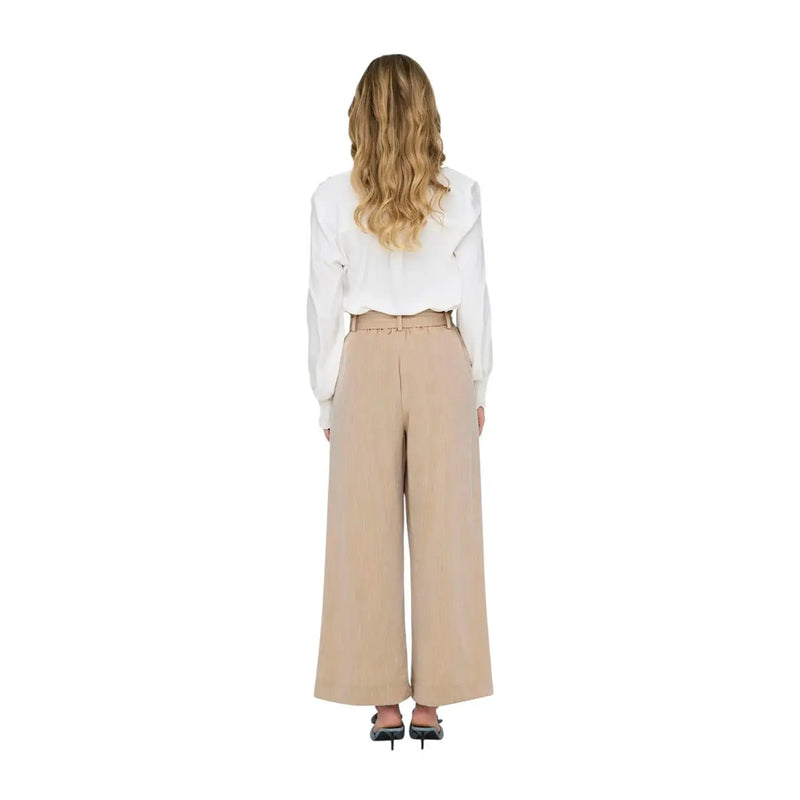 Jean beige taille haute à jambes larges only Pantalon pour femme avec poches avant en dentelle et coupe ajustée en mélange de viscose