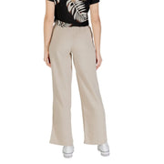 Only Pantalon large en lin et viscose beige pour femme, en tissu lisse et structuré, avec de discrètes coutures latérales, taille M