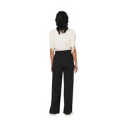 Pantalon noir en coton à taille haute et jambes larges pour femme avec détails en dentelle par Only vue de face