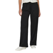 Pantalon noir en coton à jambes larges avec détails en dentelle et taille élastiquée à cordon de serrage de Only collection femme