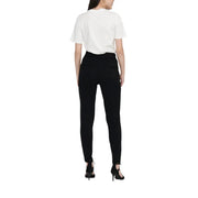 Pantalon noir taille haute et coupe slim pour femme, en dentelle et viscose mélangée, idéal pour l'automne et l'hiver.