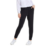 Pantalon de jogging en dentelle noire et viscose mélangée, à cordon de serrage, coupe décontractée et jambes fuselées, idéal pour l'automne-hiver.