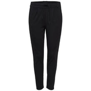 Only Pantalon noir fuselé pour femme, en dentelle et viscose mélangée, avec taille élastiquée à cordon et plis discrets, idéal pour l'automne-hiver.