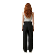 Pantalon noir taille haute à jambes larges en lin viscose, coupe élégante et ajustée, idéal pour le printemps-été, taille 30. Only Femmes