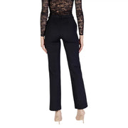 Jean droit taille haute en polyester noir only Pantalon pour femme avec de discrets plis au dos et une fermeture éclair boutonnée