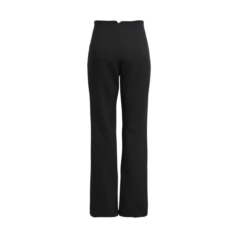 Pantalon noir taille haute à jambes droites en viscose mélangée, à la coupe élégante et ajustée, idéal pour le printemps-été. only femmes
