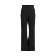 Pantalon noir taille haute à jambes larges pour femme, confectionné en viscose mélangée, idéal pour le printemps et l'été.