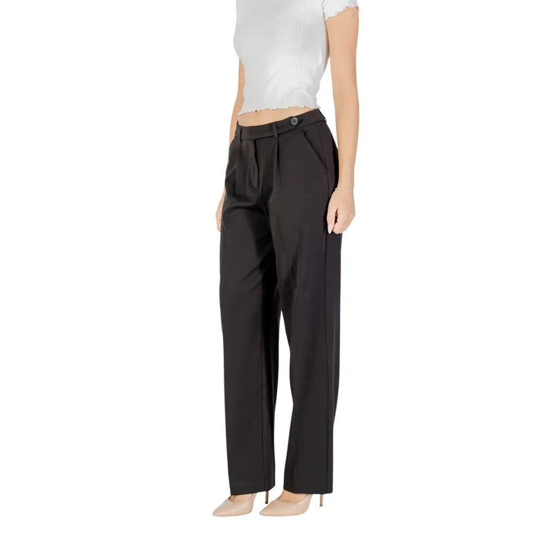 Noir taille haute only Pantalon femme à la coupe droite élégante et aux plis discrets sur le devant, coupe classique, fermeture éclair et bouton.