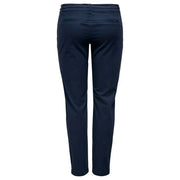 Only Pantalon slim en coton bleu marine foncé pour femme, orné d'une ceinture tressée, idéal pour le printemps et l'été.